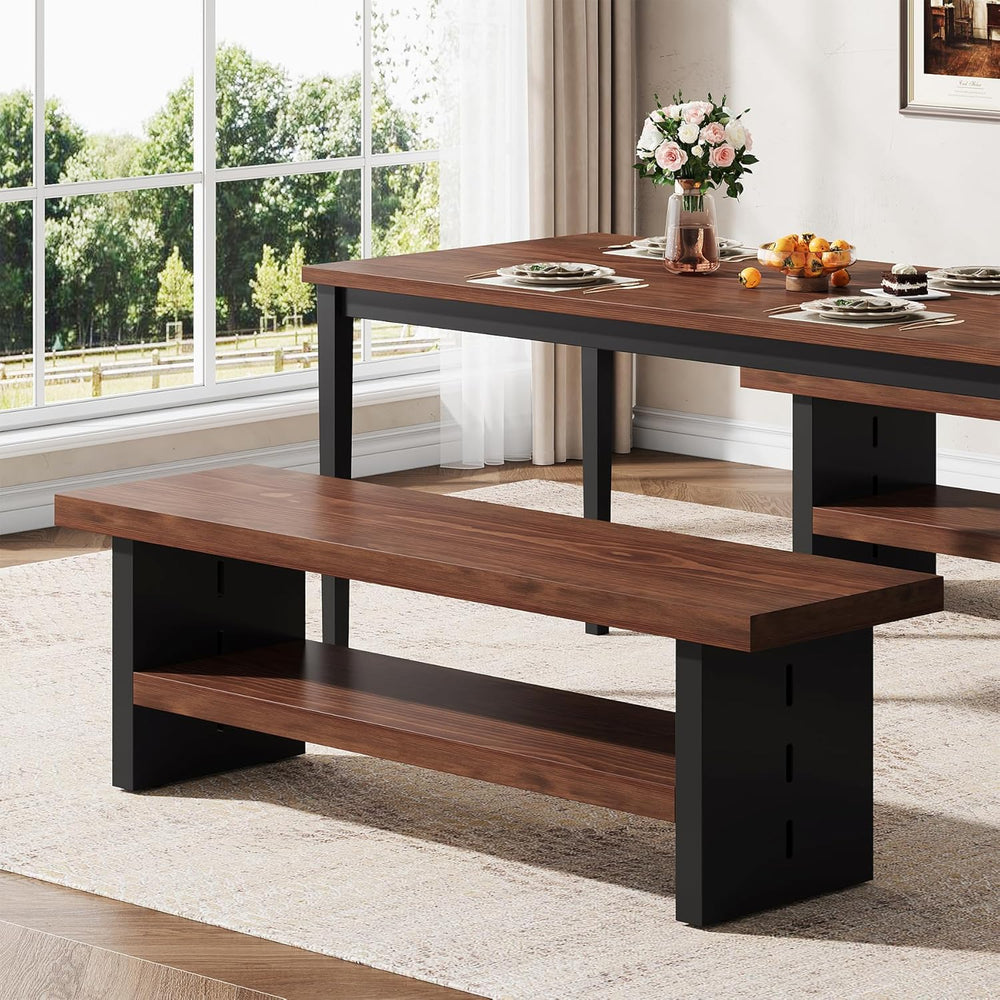 47" Solid Wood Entryway Bench with Shoe Storage, 2-Tier Modern Farmhouse...