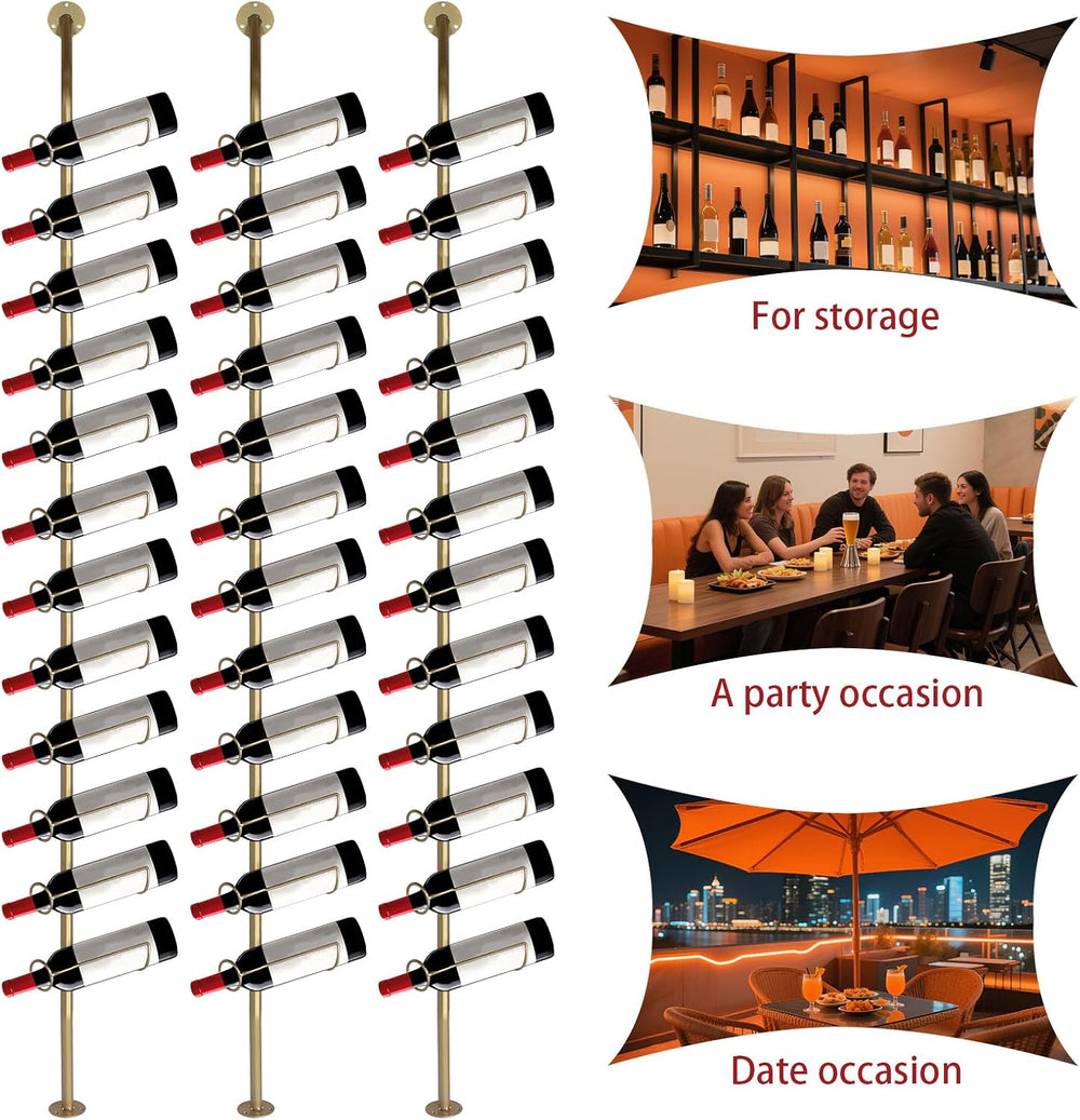5 Pack 12 Bottle Wall Mount Wine Rack for 60 Bottles DIY Detachable Wine Stor...