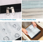 Fixwal 4 Pack 40L Blanket Storage Bags With Zipper Mesh Clear Underbed Storage Closet Organizers and Storage Containers for Bedding, Duvet, Comforter