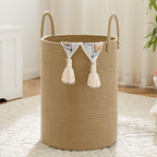 Laundry Basket,Woven Cotton Rope Laundry Hamper,40L for Decorative Storage of Dirty Clothes,Toys and Blankets in Bathroom,Baby Room and Living Room