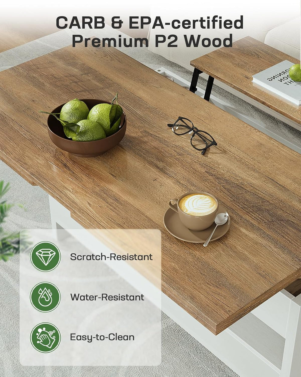 Marsail 40" Lift Top Coffee Table, 4 in 1 Coffee Table with Hidden Compa...