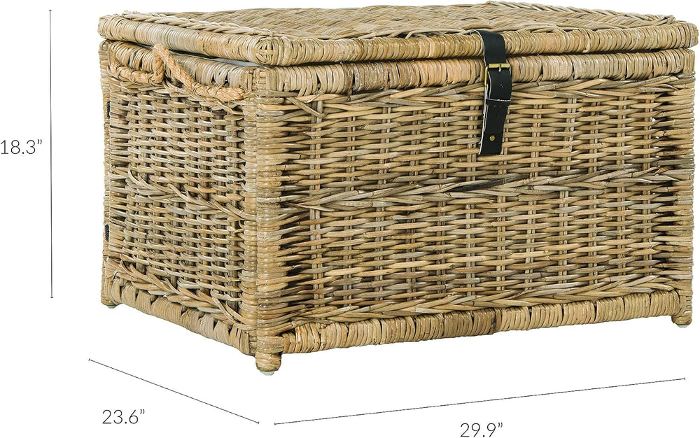 happimess Caden Collapsible Wicker Storage Trunk Chest 30", Natural | Ha...
