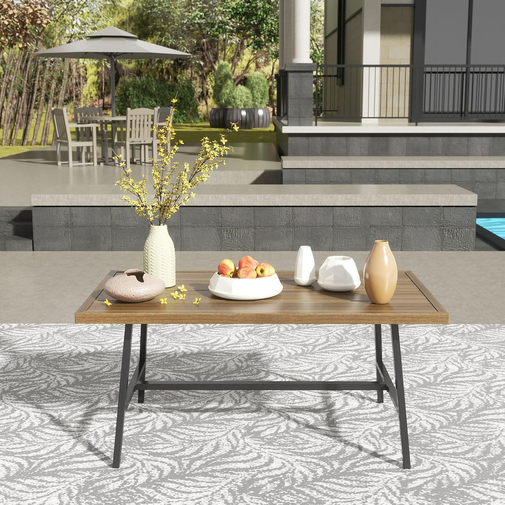 NATURAL EXPRESSIONS Outdoor Patio Coffee Table, Woodgrain Texture Tabletop