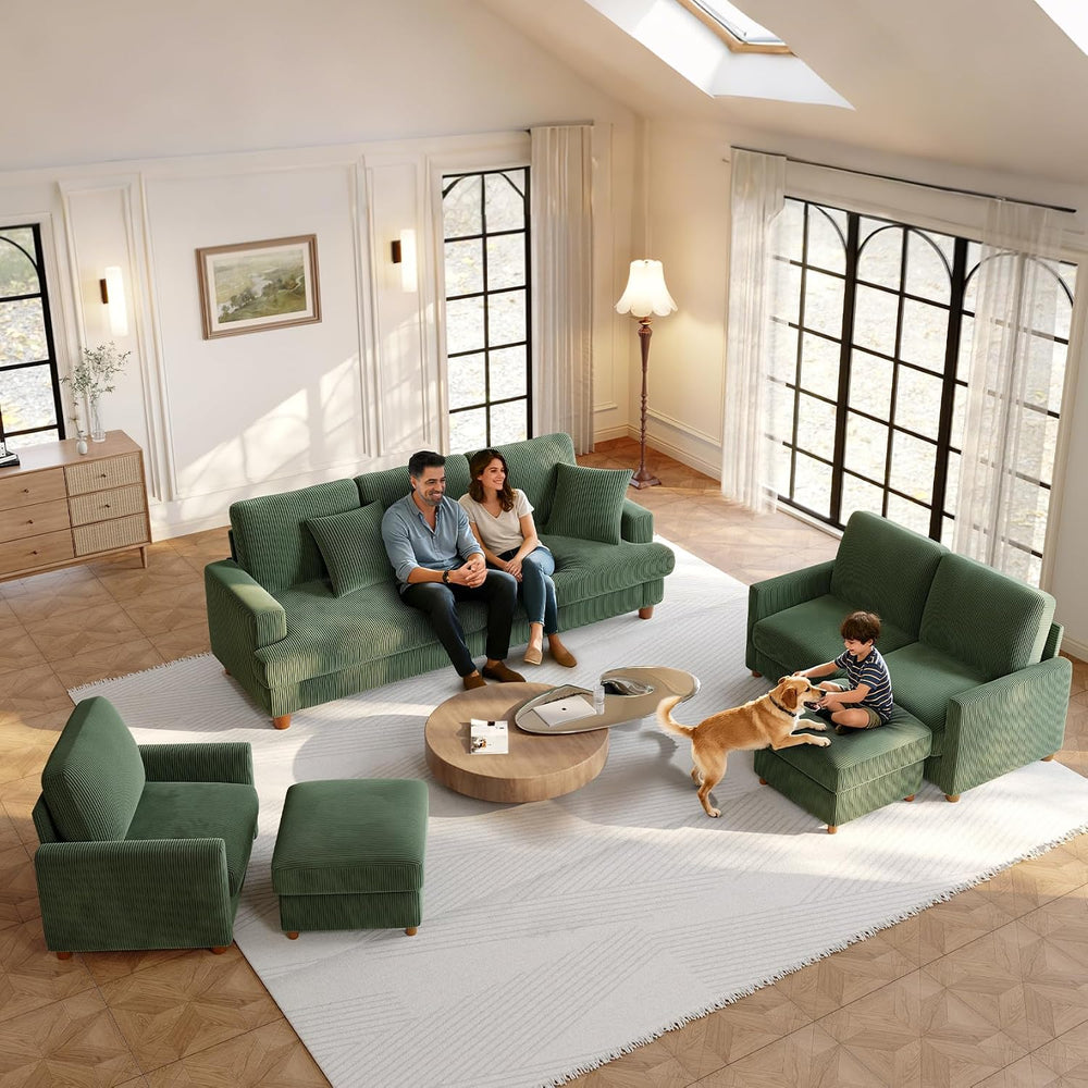 Welzona 25.2" Couches for Living Room, Comfy Green Ottoman with Storage,...
