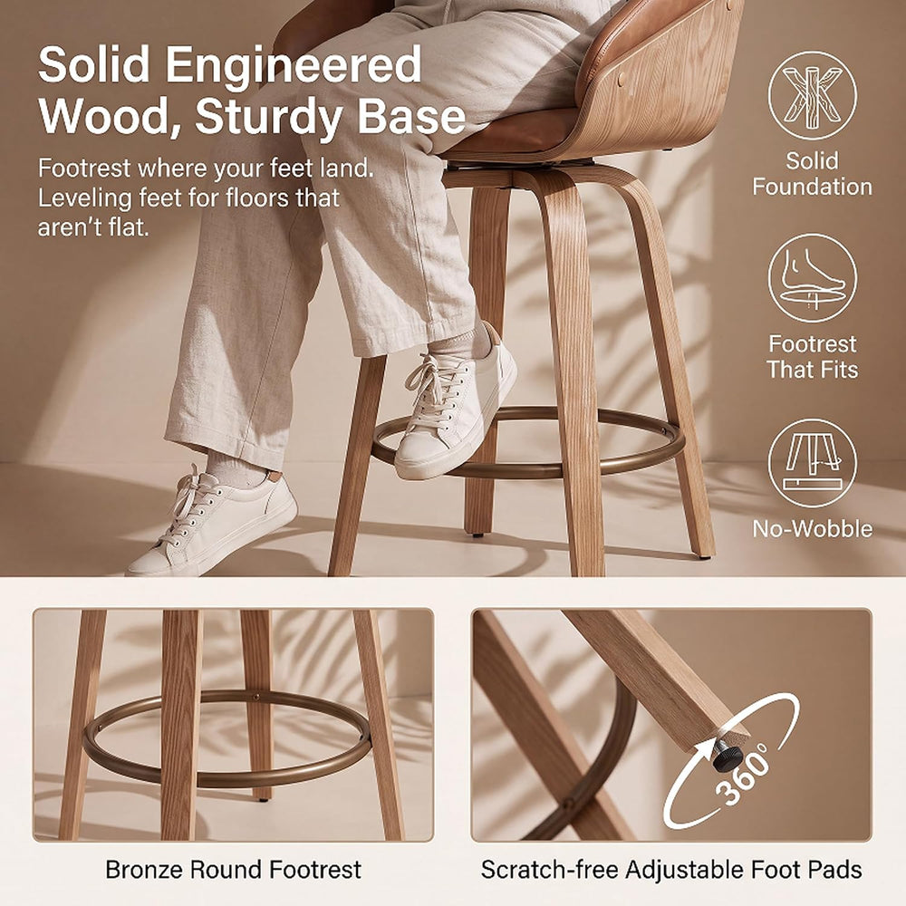 HNY 26'' Modern Barrel Swivel Counter Stools Counter Height Swivel Ba...