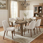 Wooden Dining Chairs Set of 4, Dining Room Chairs with Wood Legs, Upholstered Dining Chairs Modern Fabric Kitchen Chairs with Back for Kitchen/Living Room/Restaurant, Tool-Free Assembly, White
