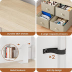 5 Tier Bookshelf, Modern Bookcase with Bookends and 4 Drawers Storage Organizer, Metal Industrial Display Shelf, Free Standing Storage Shelving Unit for Bedroom, Living Room and Home Office