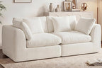 79'' Oversized Cloud Sectional Boneles Loveseat for Living Room, Modern Big Compressed 2 Seater Couch with 2 Throw Pillows, Comfy Chenille Deep Seat Memory Foam Spineless 2 Person Couch, Beige | No Assembly Needed, Premium Chenille, Flexible Modular, W...