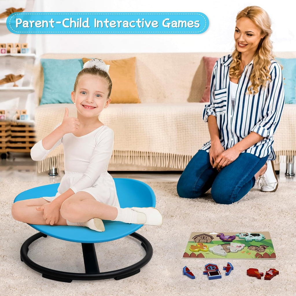 Spinning Chair for Autistic Kids, Sensory Swivel Chair Toy for Teens with ADHD/Autism, Training Body Balance, Sit and Spin Calming Gift to Improve Focus, Ages 3+, Max Load 250 LBS (Blue)