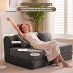 59" Convertible Sofa Bed High Backrest Boneless Couch in a Box,Brown | Washable Corduroy Futon Sofa Bed,Sectional Loveseat Floor Sleeper Sofa for Bedroom,No Assembly Couch for Living Room