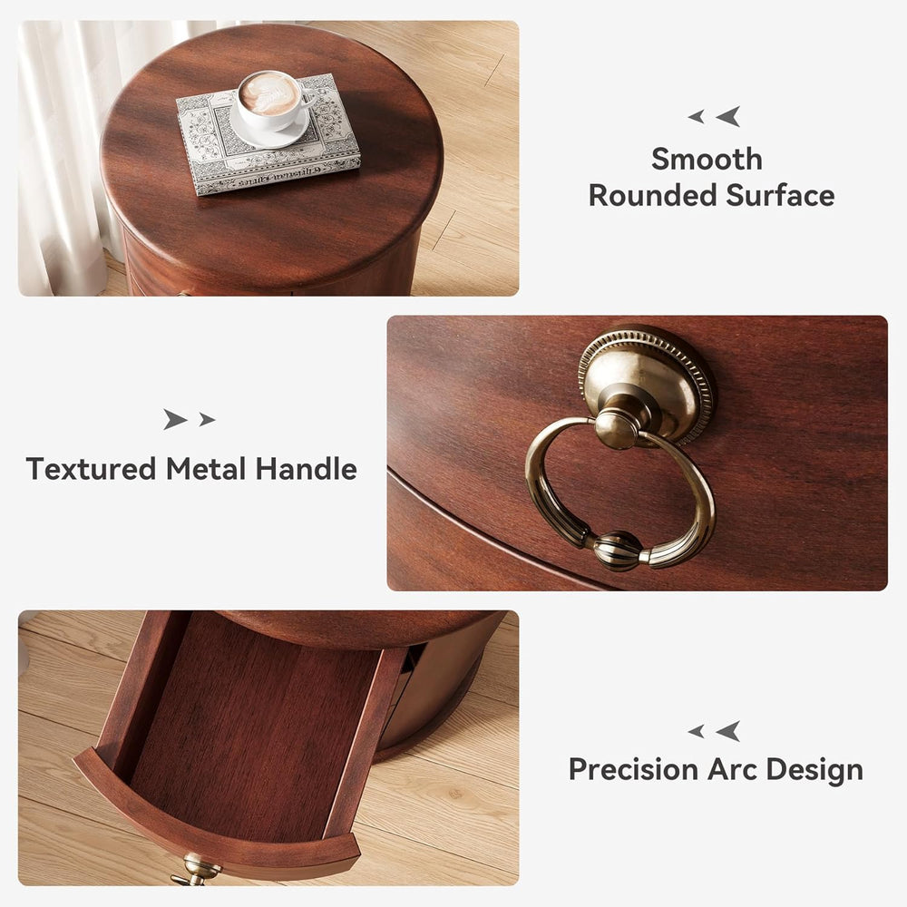 LITTLE TREE Night Stand Set of 2, Small Solid Wood Side Table with 4 Drawers,...