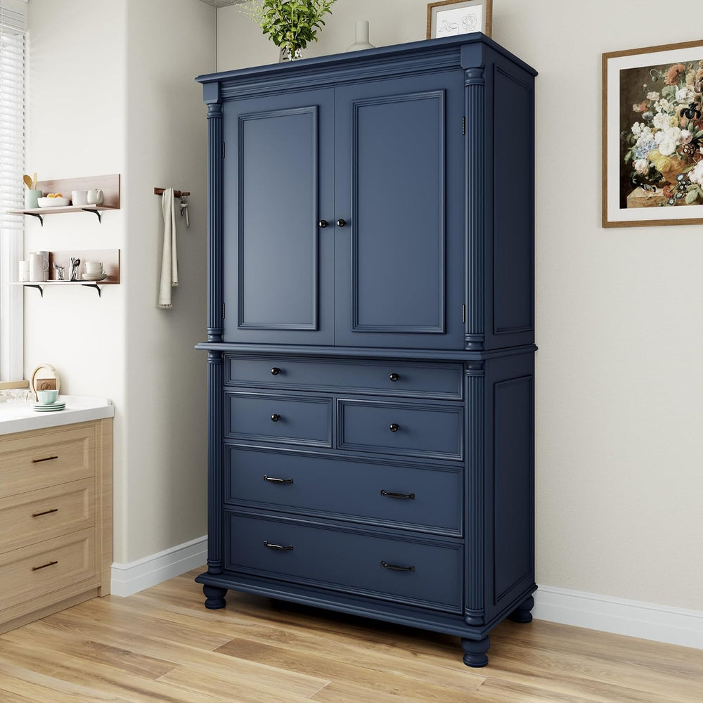 JIVOIT 77.3-inch Tall Large Kitchen Pantry with 6 Door Shelves, 2 Adjustable ...