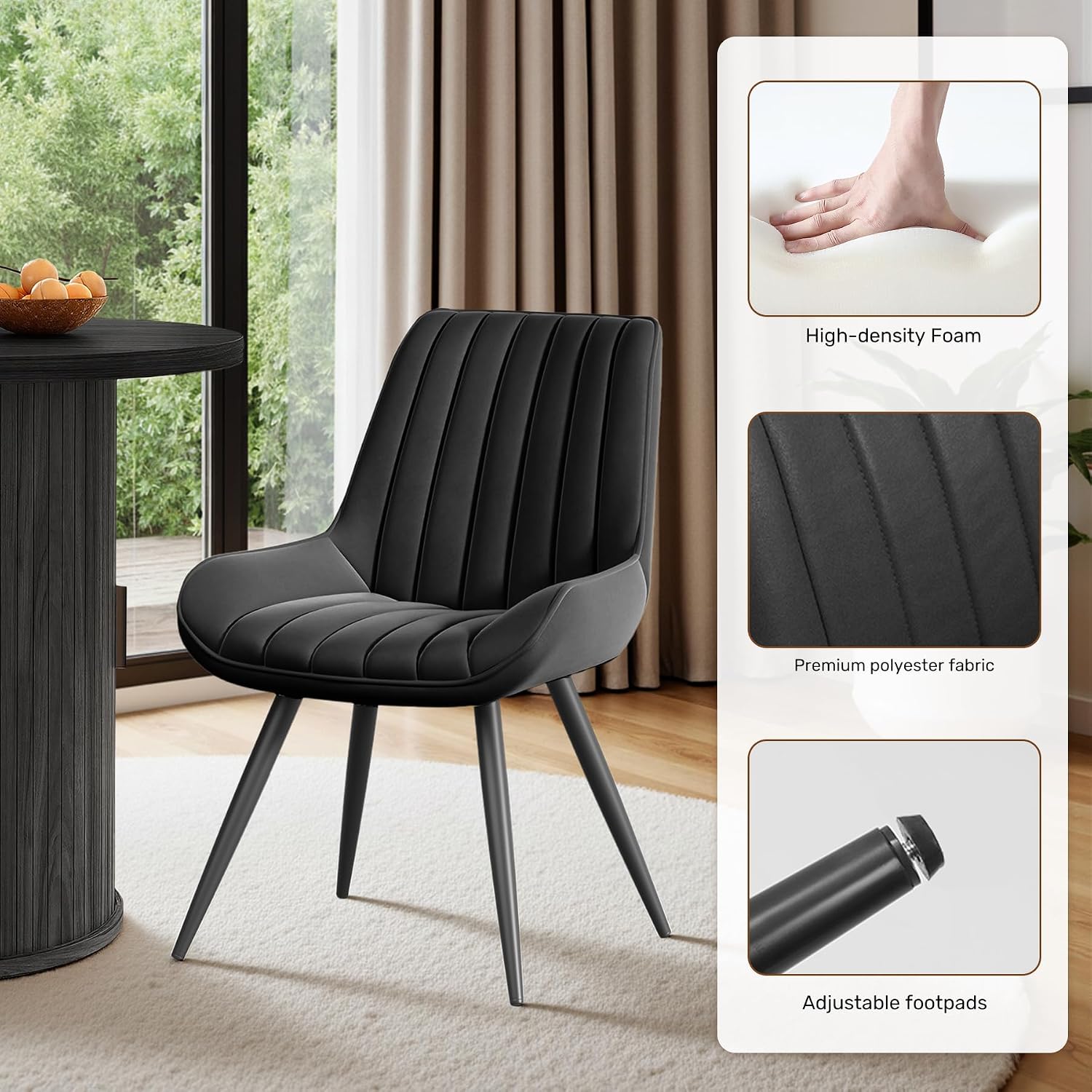 Miereirl Modern 3-Piece Round Wooden Dining Table and Chair Set,31.5" Table with Semi-Open Storage Rack and Sliding Door, Dining Chairs Made of High-end Fabric, Warm Home Dining Room Combination