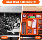 ValueMax 21 PCS Desk Drawer Organizer Set, PP Material Interlocking Drawer Organizer Bins for Office, Vanity, Garage and Bathroom, Non-Silp and Two-Tone Stackable Design, Orange & Gray