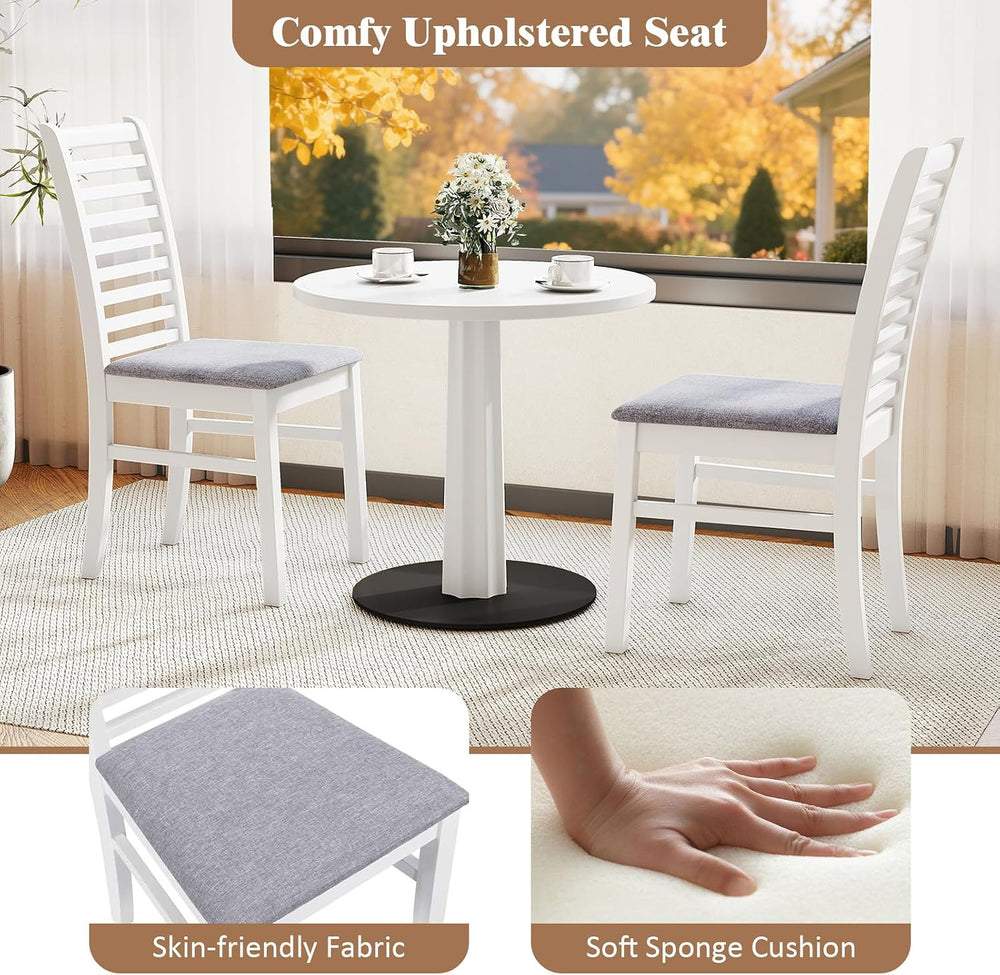 GOFLAME Wooden Dining Chairs Set of 4, Fabric Upholstered Kitchen Chairs with...