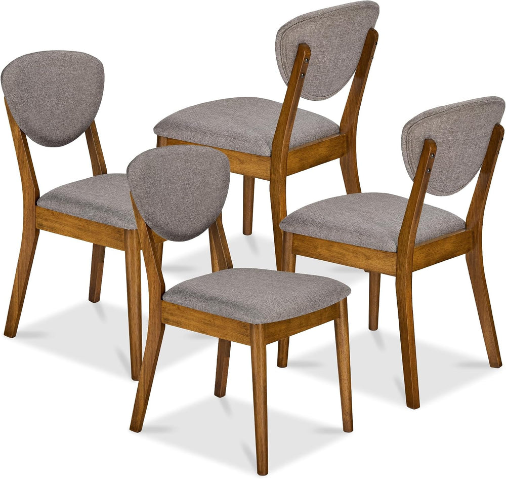 Best Choice Products Wooden Dining Chairs, Wood Mid-Century Modern Upholstere...