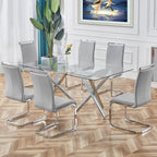 AZmac Modern Leather Dining Chairs Set of 2,Armless Kitchen Chairs,Dining Room Chairs with Upholstered Padded Seat and Sturdy Chrome Legs for Dining Room,Kitchen (Set of 2, Warm Grey)
