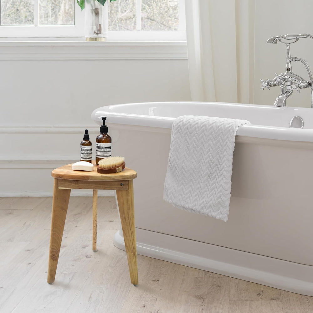 Teak Shower Stool, 17'' Shower Foot Rest for Shaving Legs, Waterproof...