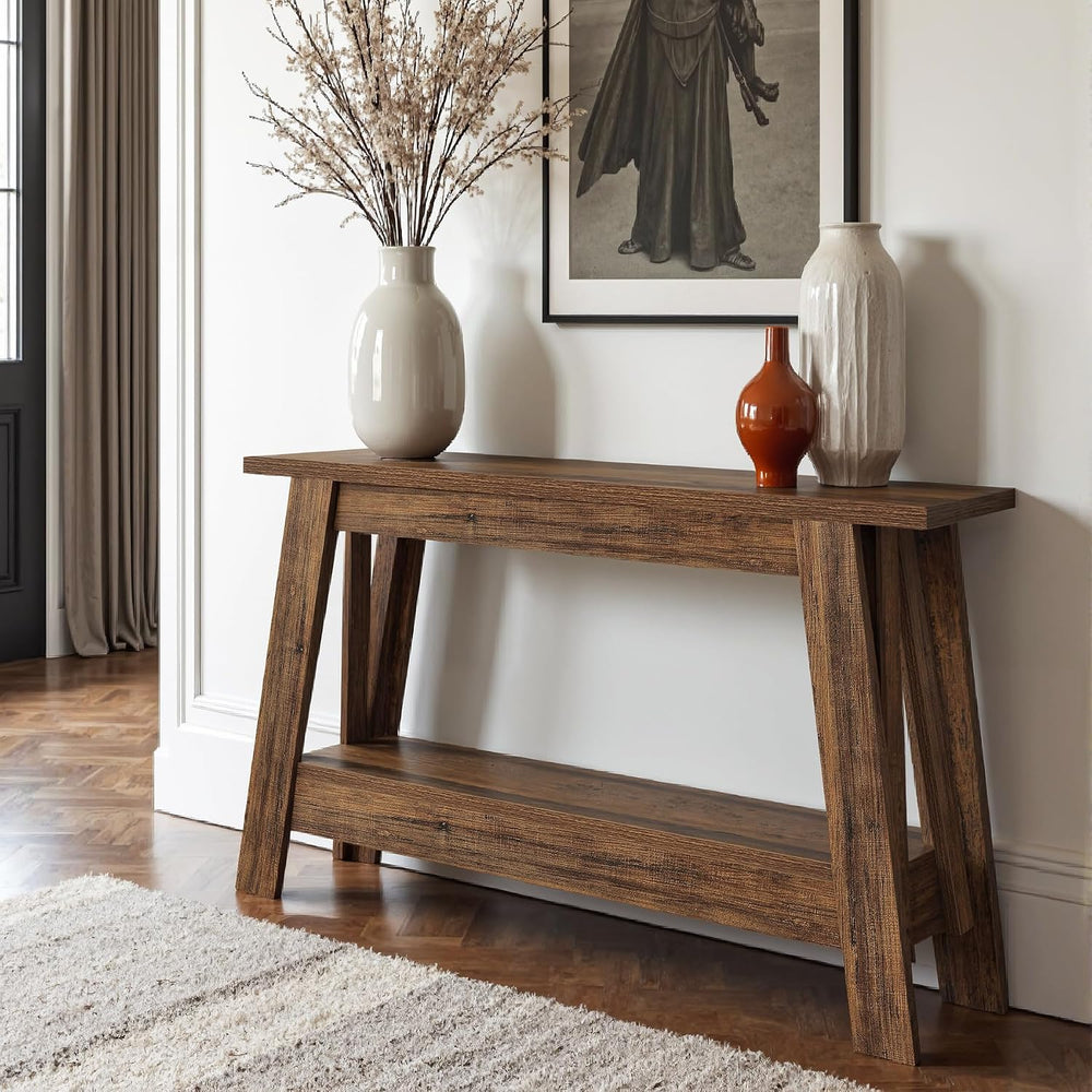 Tribesigns 41.3-Inch Farmhouse Entryway Table, 2-Tier Narrow Console Table Be...