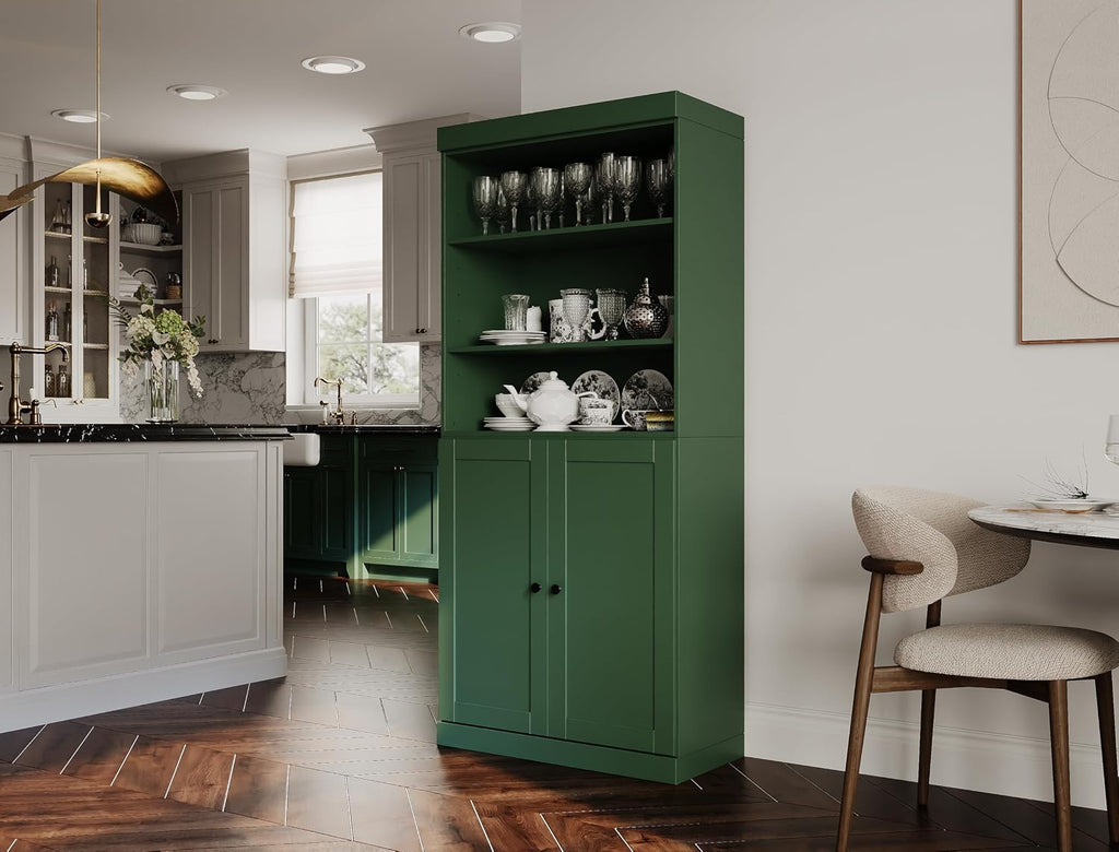 Palace Imports 100% Solid Wood 32"" Pantry Cabinet with Shaker Doors, 2-Drawers and Adjustable Shelves