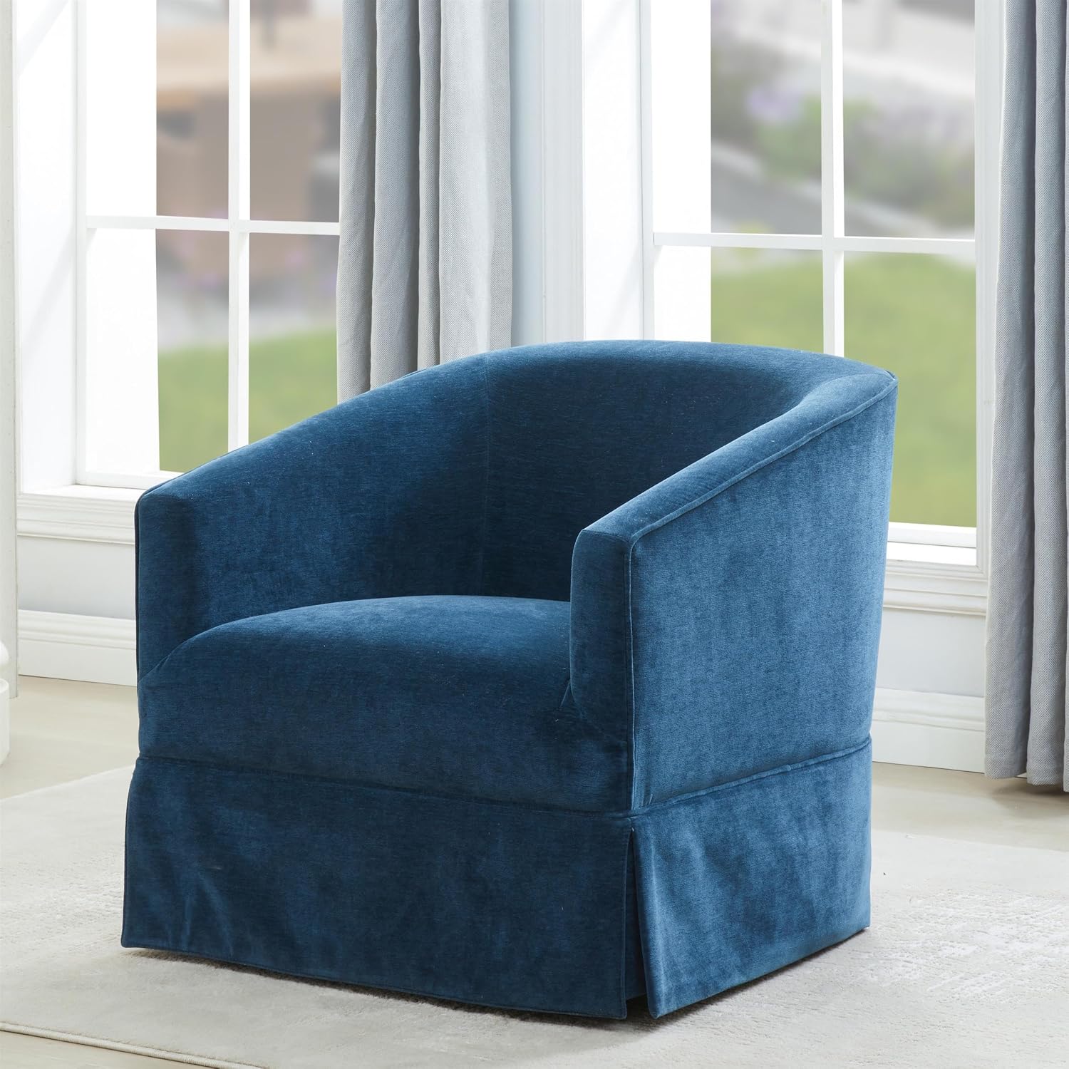 Elm Skirted Swivel Chair (Baltic Blue)