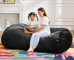 Hobestluk 5FT Bean Bag Chair Large Beanbag Lounger with Removable Cover Adult Bean Bag Chair with Portable Handle Desgin for Living Room Bedroom (Black, 5FT)