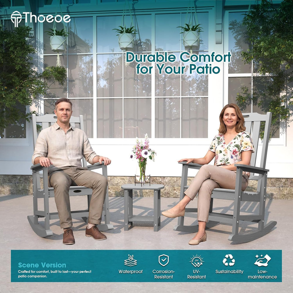 THOEOE Outdoor Rocking Chairs, Oversized Patio Rocking Chair | HDPE Outdoor R...