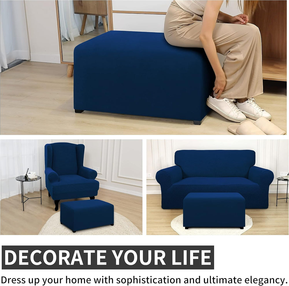 Easy-Going Waterproof Stretch 40x40x15inch Square Ottoman Cover Footstool