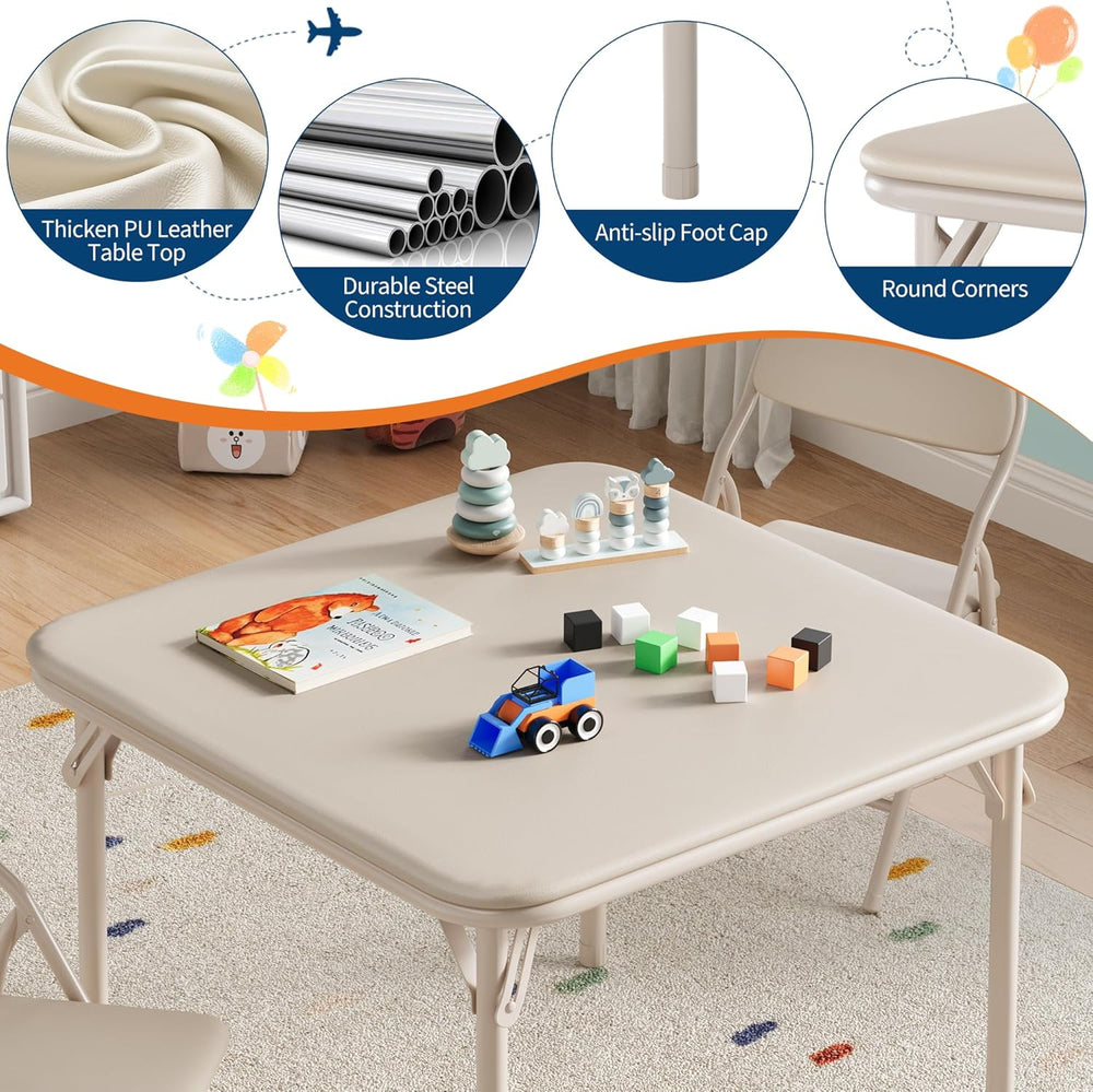 GAOMON 3 Piece Set Folding Table and Chairs Set, Boys and Girls Activity Tabl...