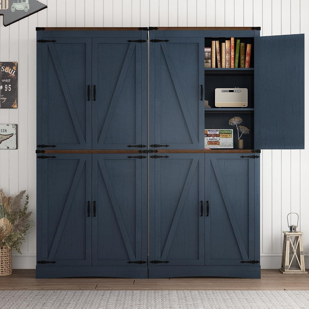 71in Farmhouse Kitchen Pantry Cabinet,Tall Storage Cabinet with 4 Doors and A...