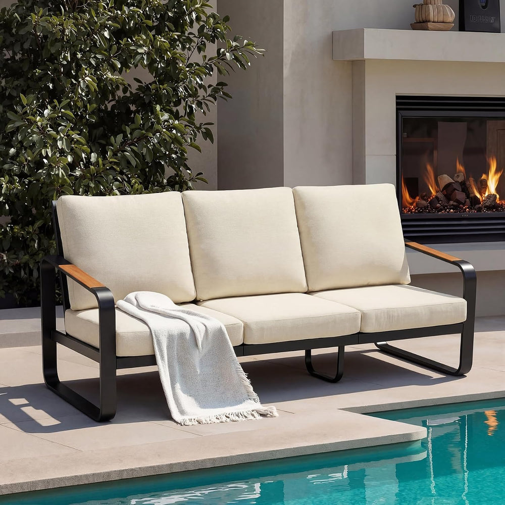 Tribesigns Outdoor Patio 3 Seater Sofa Tall Back & Oversized Seat, Modern...