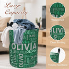 Custom Name Laundry Hamper, Personalized Laundry Basket with Name for Boys Girls Kids Men Women, Customized Name Dirty Clothes Basket Gifts for Clothes Toy Bathroom Bedroom Laundry Room Dorm