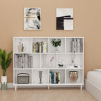 Wood Cube Storage Organizer White Bookshelf - 3-Tier Freestanding Storage Cabinet with Legs for Home Office, 11-Cubes Open Shelf