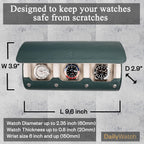 DailyWatch | Watch Roll Travel Case For 2 Watch | Luxury Watch Case In Genuine Leather With Soft Velvet Interior | Watch Case Protect, Store, & Display Your Watches | Dark Green Litchi