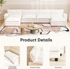 Furniwell 159" Modern Couches Sectional Sofa with Movable Ottoman, U Shaped Sofa Couch with Comfy Chenille and Deep Seat, 4-Seat Cloud Couch for Living Room, Bedroom and Apartment