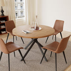 HIPIHOM 45.3 Inch Modern Round Dining Table for 4, Space-Saving Dinette with Carbon Steel Legs for Home Kitchen Apartment(Oak Table)