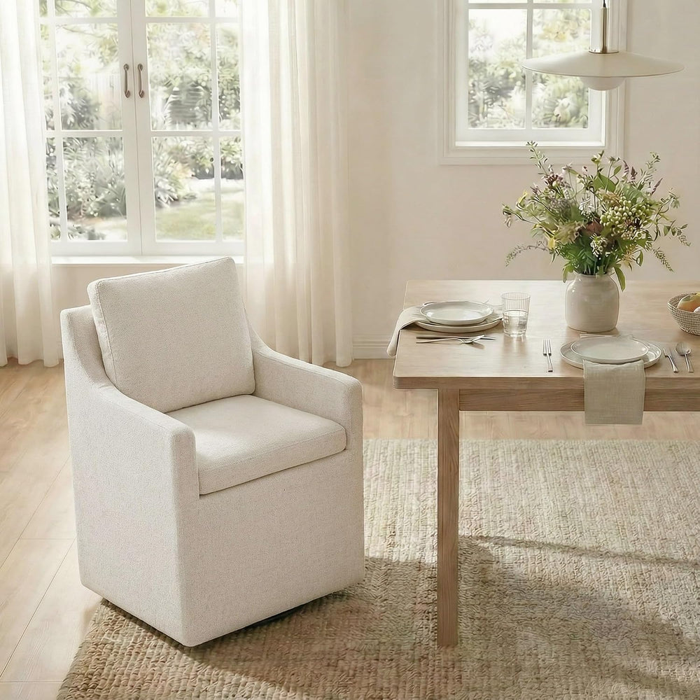 KISLOT Upholstered Dining Chairs Set of 1 with Washable Cover, Oatmeal | Mode...
