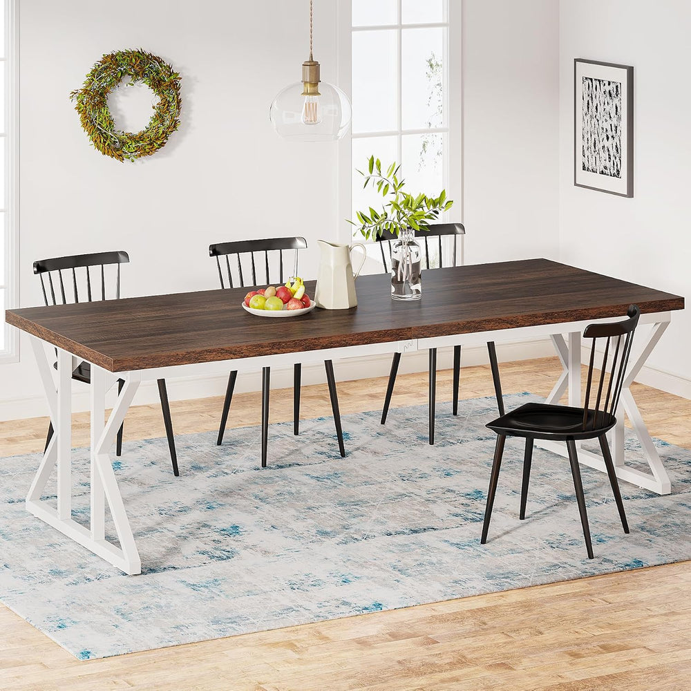 Tribesigns Farmhouse Dining Table for 6-8 People, 78.7-Inch Rectangular Wood ...