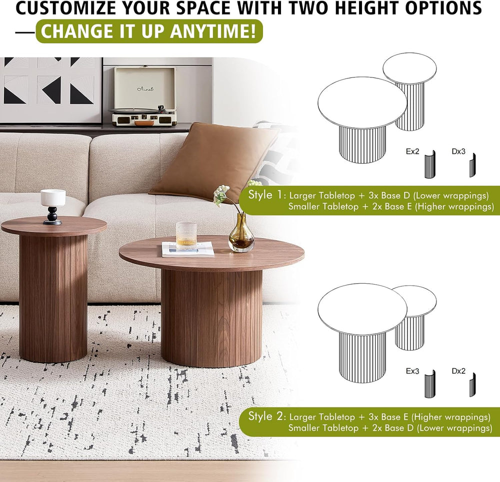 Round Nesting Coffee Table Set of 2 for Small Spaces | Modern style, suitable...