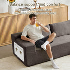 104" Cloud Sectional Couch, Modern Modular L Shape Sectional Sofa with Deep Seat Chaise, Comfy Boucle Boneless Couches for Living Room (Light Grey, Right Chaise)