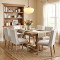 Dining Chair Set of 6, Fabric Upholstered Kitchen Side Chairs with Wooden Legs for Kitchen & Restaurant Use, Beige