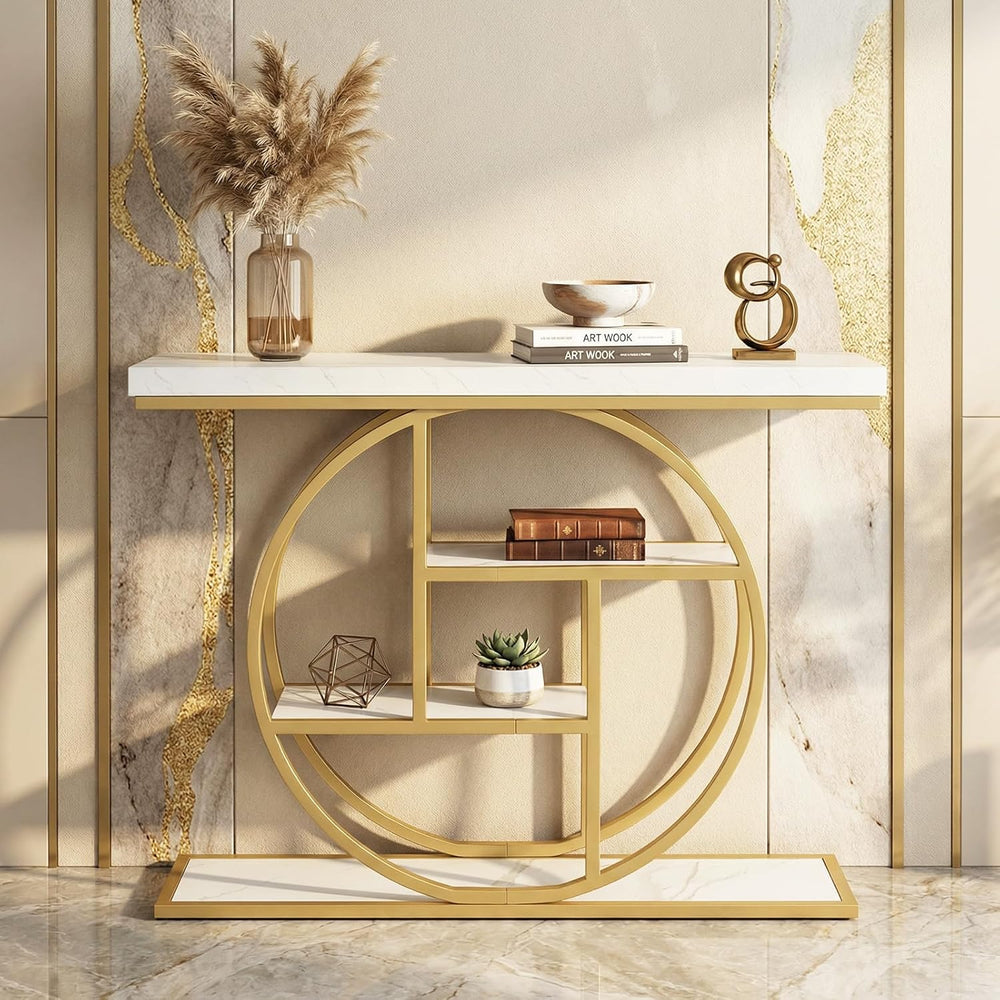 GIANTEX 41" Narrow Console Table, 4-Tier Modern Entryway Table | Behind ...