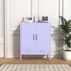 Wide Multipurpose Metal Storage Cabinet with Lockable Design & 2 Adjustable Partitions, Thickened Steel & Sturdy Construction for Home, Living Room & Office Purple 33" H X 29.5" W X 13.8" D