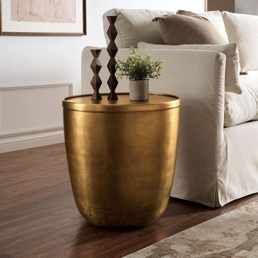 Modway Viora Metal Storage Side End Table in Burnished Brass - Modern Small A...