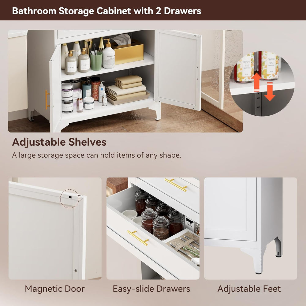 75” Tall Kitchen Pantry Storage Cabinet, Metal Bathroom Storage Cabinet with ...