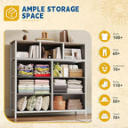 DWVO 9 Drawer Dresser, Light Gray Fabric Storage Tower, Tall Organizer Unit for Room, Living Room, Hallway, Closets - Sturdy Steel Frame, Wooden Top & Easy Pull Bins