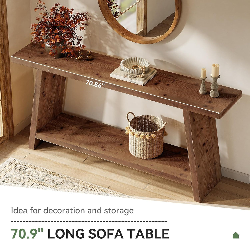 70.9'' Solid Wood Console Table, Narrow Long Sofa Table Behind Couch ...