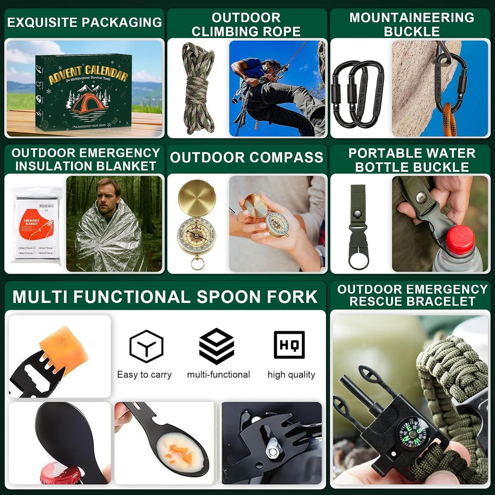 Survival Kit Advent Calendar 2026-24 Days Christmas Countdown Survival Tools ...