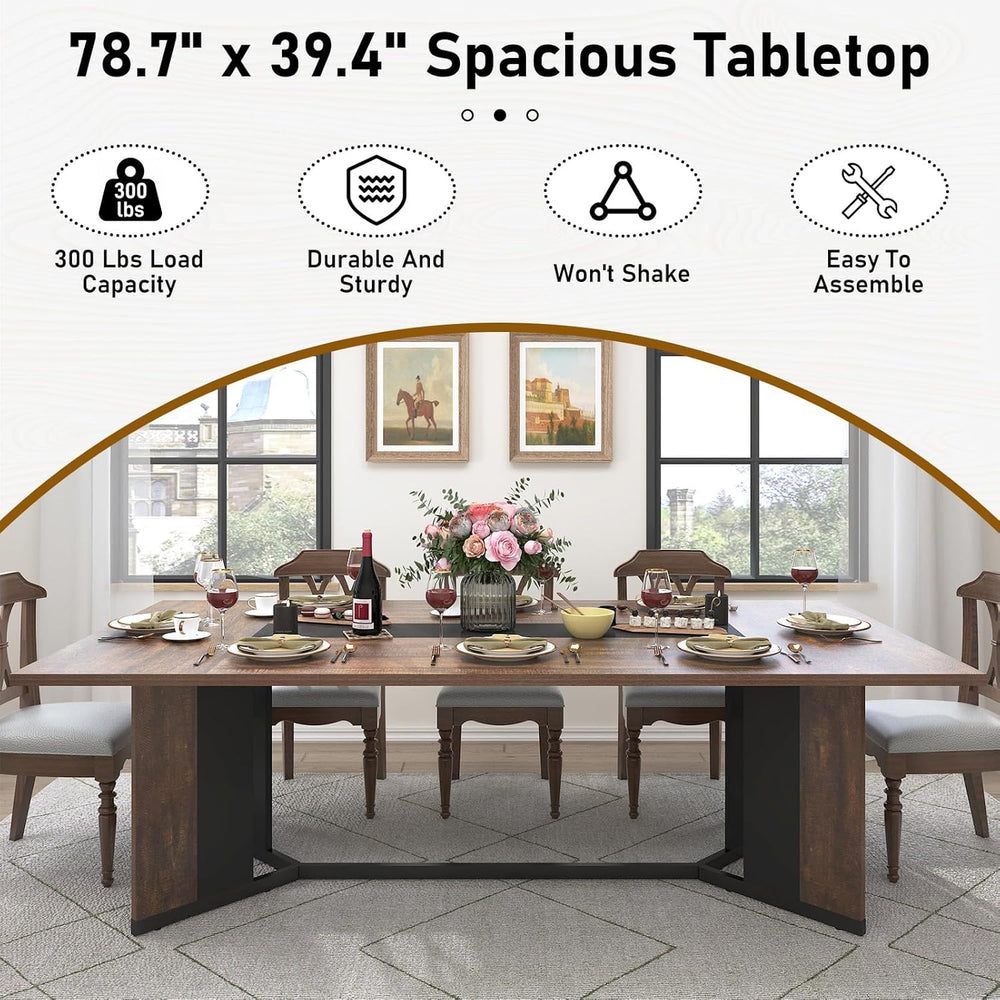 Hlivelood 78Inch Large Dining Table for 6 8 People,Wooden Rectangular Kitchen...