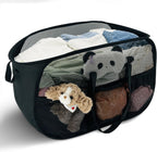 100L Extra Large Mesh Pop Up Hamper with Handles and bag, Upgraded Cationic XL Collapsible Laundry Baskets, Portable Stair Basket, Dirty Clothes Hamper for Cruise Travel Bedroom. Black